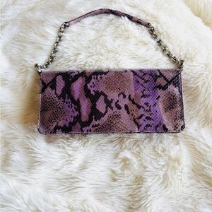 Vintage‎ Ann Taylor Purple Snakeskin Shoulder Bag